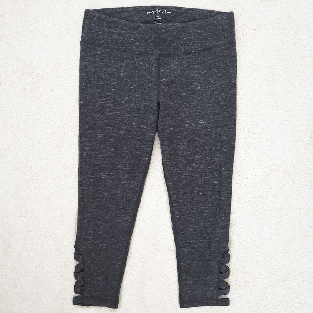 Ideology Gray Space Dye Cropped Cutout Leggings